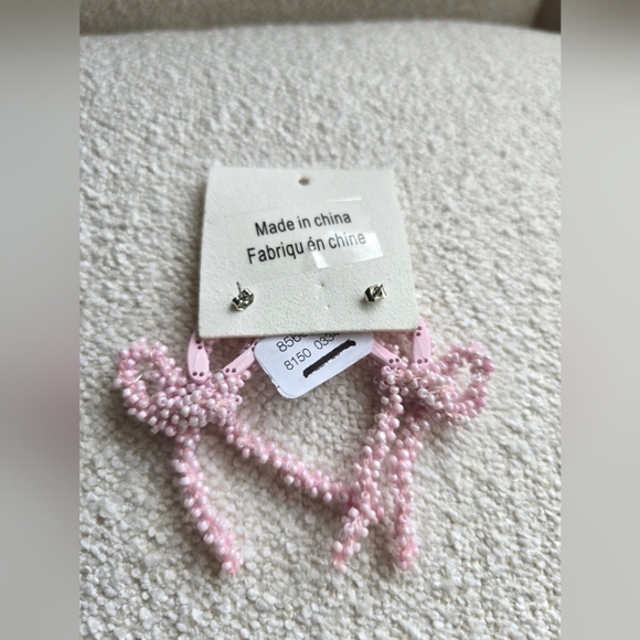 Free People, Brandy Bow Dangles Earrings, Pink - NWT! - Picture 5 of 6